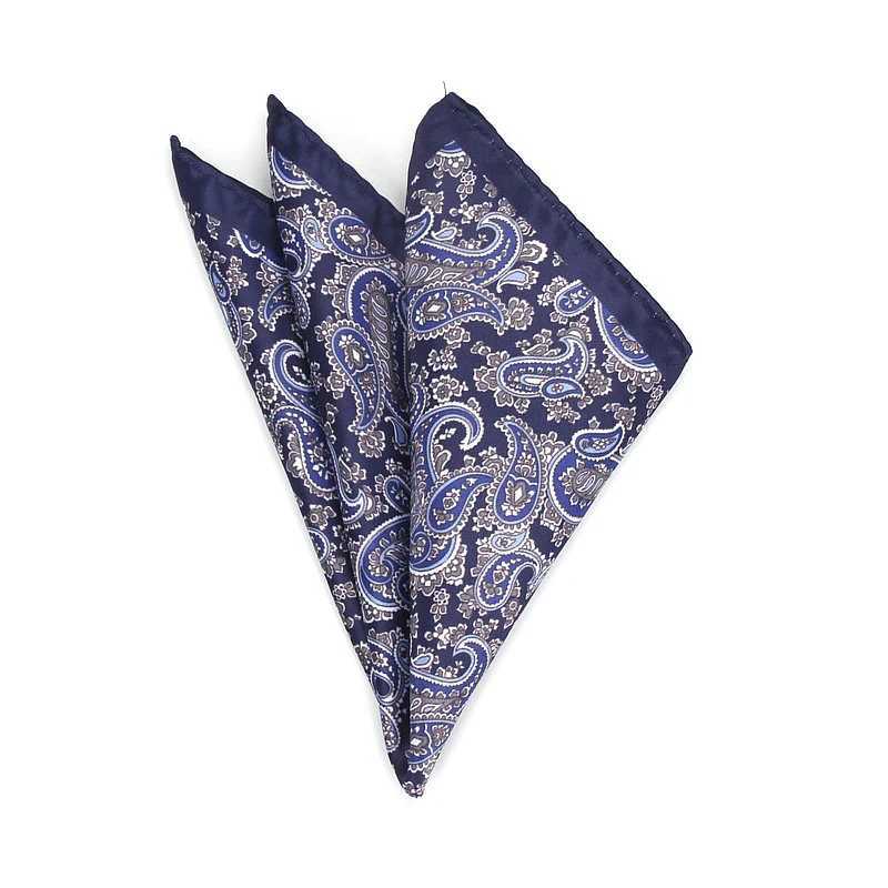 Mens Handle Retro Paisley Printed Pocket Square Polyester Silk Soft Hanks Wedding Party Business Chest Towel Hanki Gift W241213