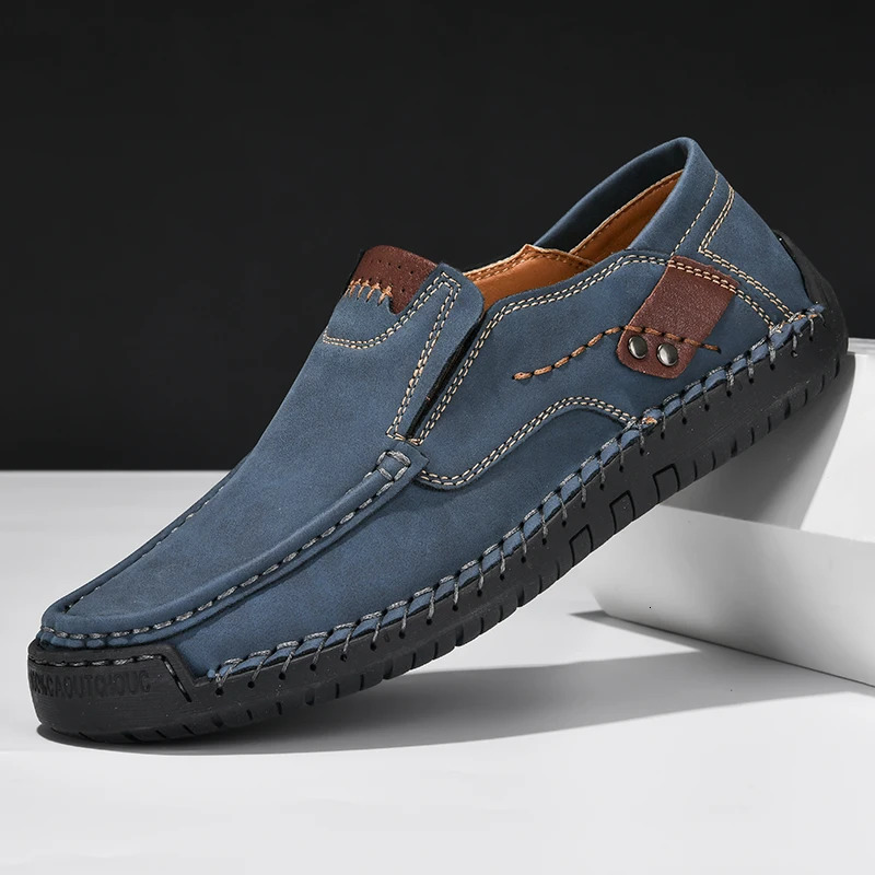 Handmade Leather Men Shoes Casual Comfortable Men Slip On Leather Loafers Men Flats Moccasins Tooling Shoes Man 241213