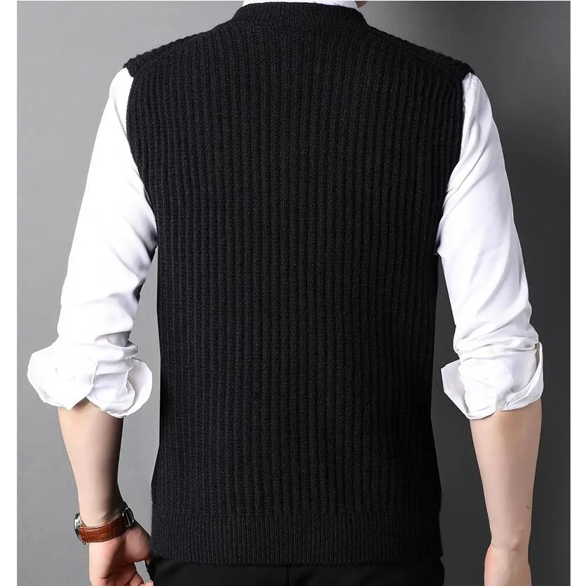 Sweater Vest Men Plus Size S4XL Spring Autumn Oversize Mens Vests Solid Simple Allmatch Vneck Couples Retro Khaki Soft 241213