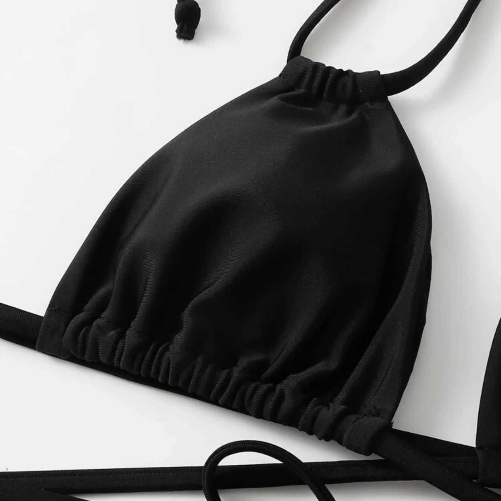 3pcs Thin Strap Bikini Set For Womenm Sexy Cross Bandage Swimsuits Halter Lace-Up Bathing Suit With Cover Ups Trajes De BaOXJ241212
