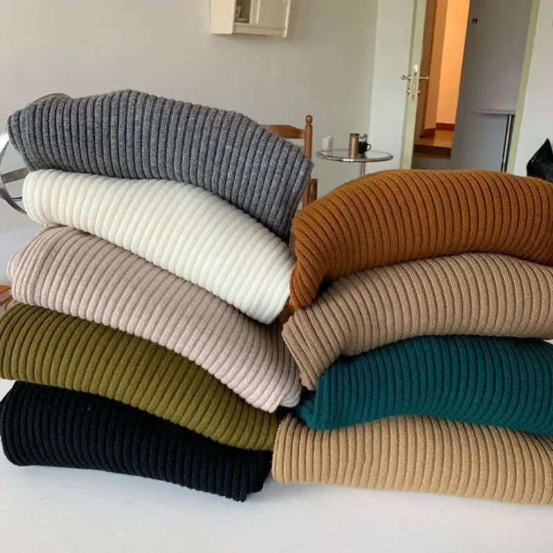 2024 Women Sweater Pullovers Turtlneck Casual Autumn Winter Split Fork Button Chic Female Slim Knit Top Soft Jumper Tops 241203