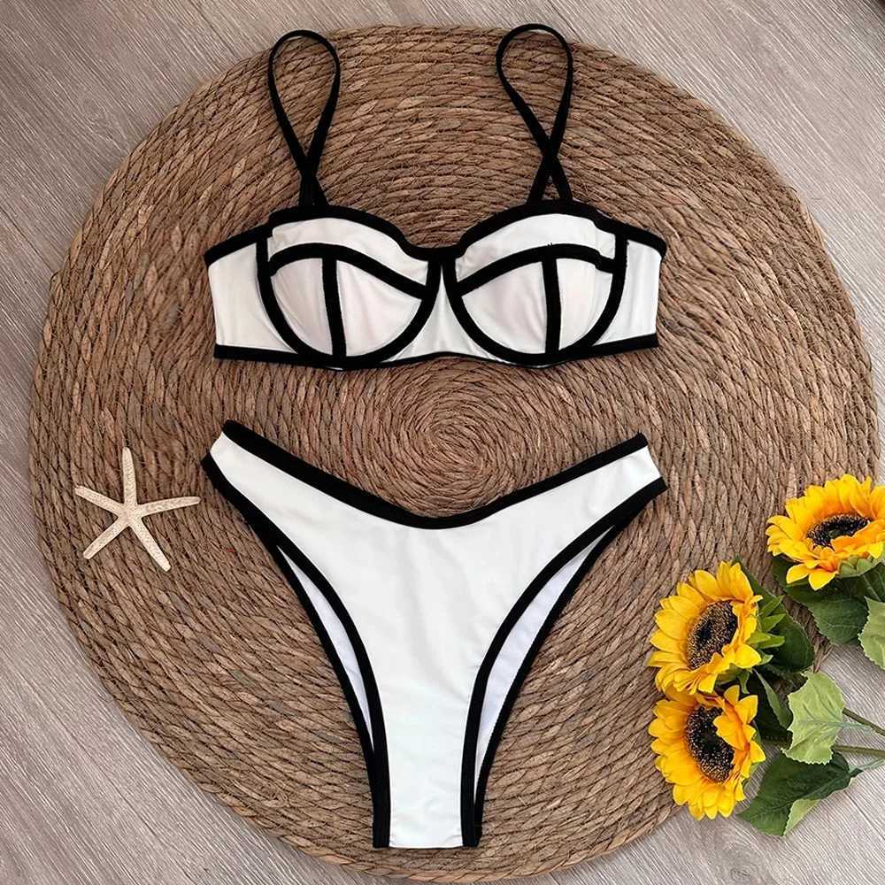 Sexy Splicing Micro Bikini 2024 Women Swimsuit Fa Swimwear Thong Bikinis Set Brazilian Halter Beach Wear Bathing SuitXJ241212