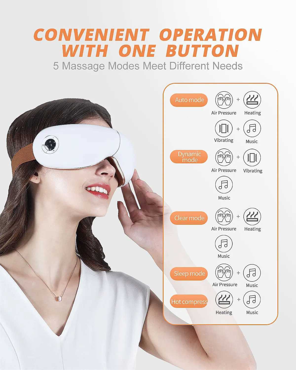 Foldable thermal massager with compression vibration reduces eye fatigue and improves sleep W241213