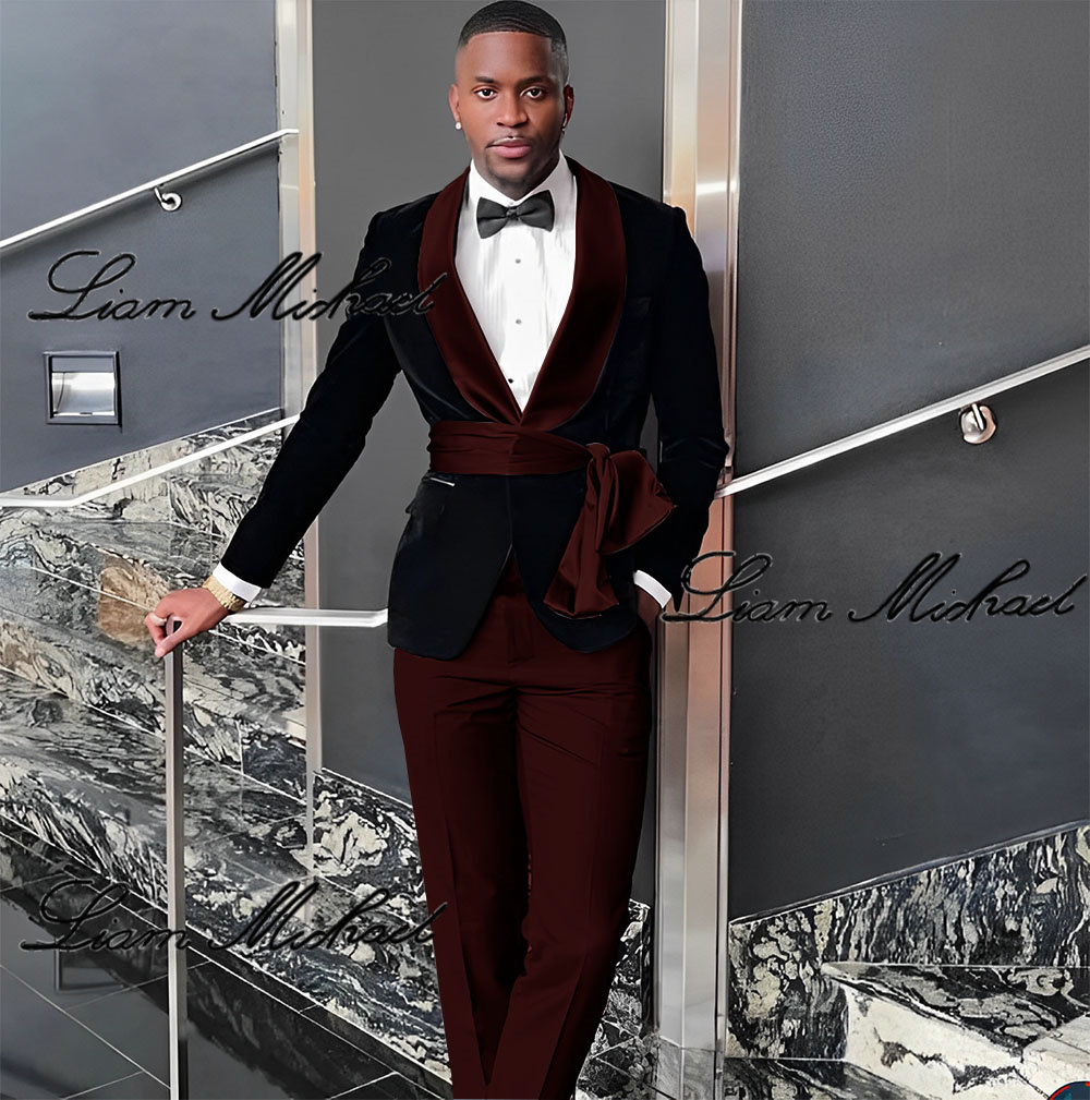 Black Veet Jacket 3 Piece Suit Wedding Groom Tuxedo 2024 Fashion Customized Men's Clothes Elegant