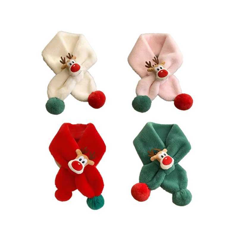 Scarves Wraps Childrens Scarf Winter Warm Baby Plush Thickened Men and Girls Windproof Cute Christmas Deer H241213M1K2