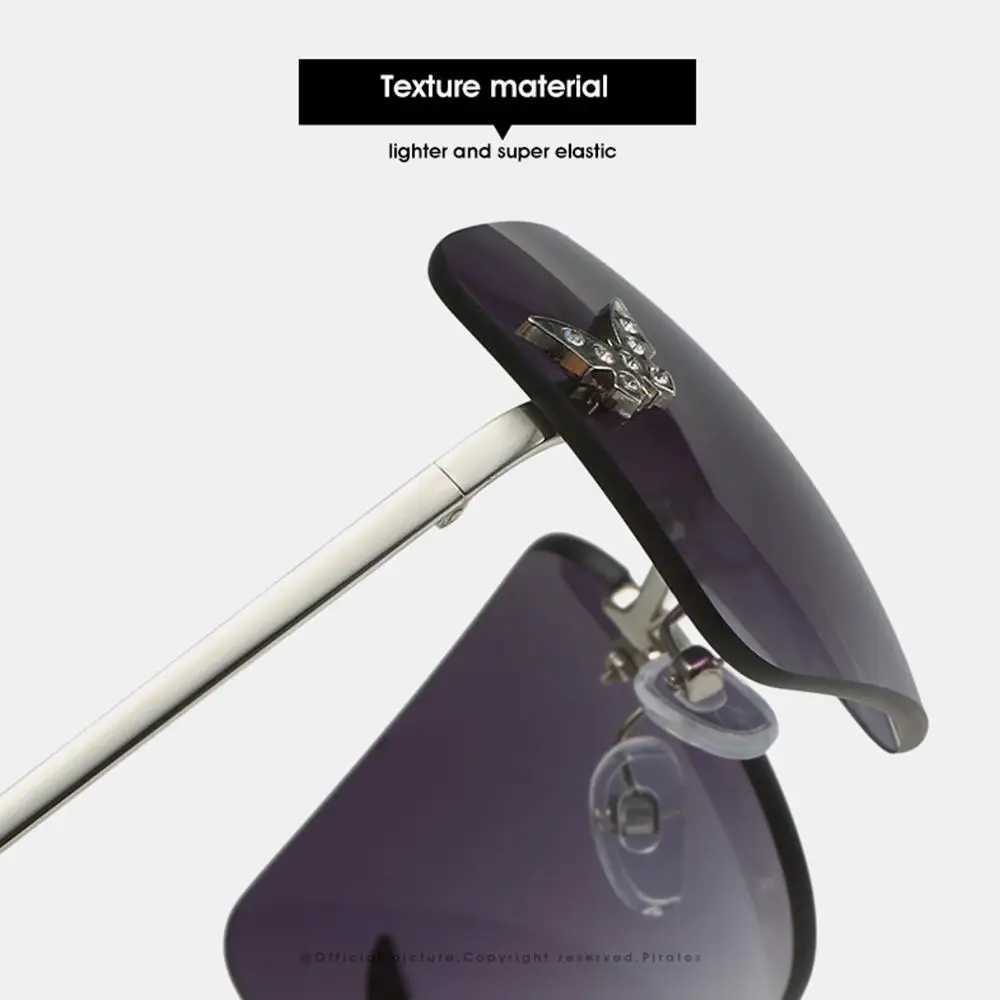 2023 Luxury Rhinestone Sunglasses for Women Y2K Retro Rimless Rectangle Sun Glasses Female Vintage Shades Travel Beach EyewearX241213