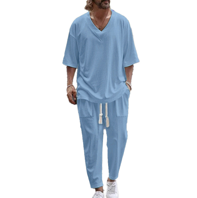 Luxury Designer Fashion Loose Tracksuits Outfit Men's Casual Two-Piece Summer Set Solid Color Collar Short-Sleeved Pant Suit Streetwear Two Piece