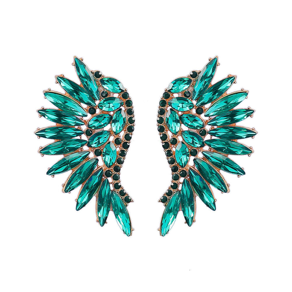Colorful dia heavy-duty exaggerated fan-shaped wing fashionable earrings, bohemian style