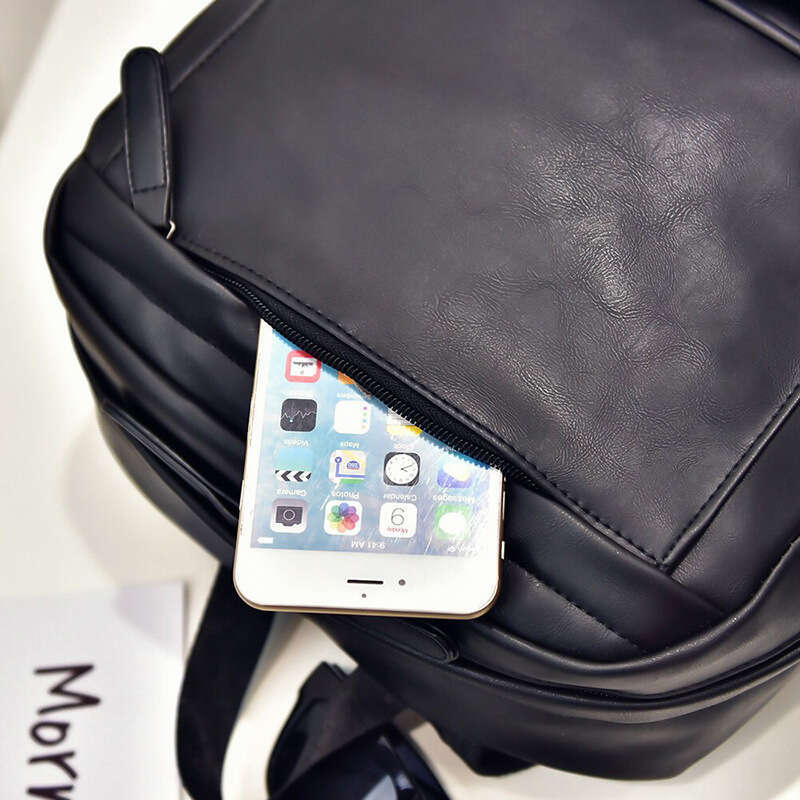 Casual Travel Bag, Trendy Men's Student High School PU Leather Korean Version Backpack, Fashionable Quality Classic