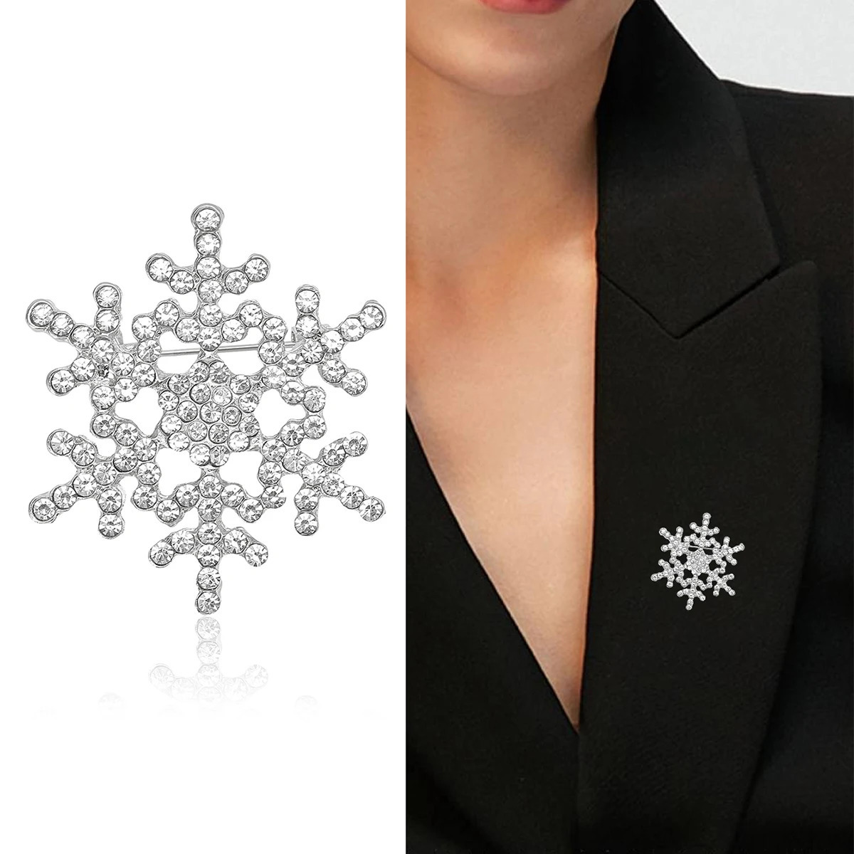 Christmas snowflake brooch womens unisex pearl flower office party friend gift jewelry accessories 241210