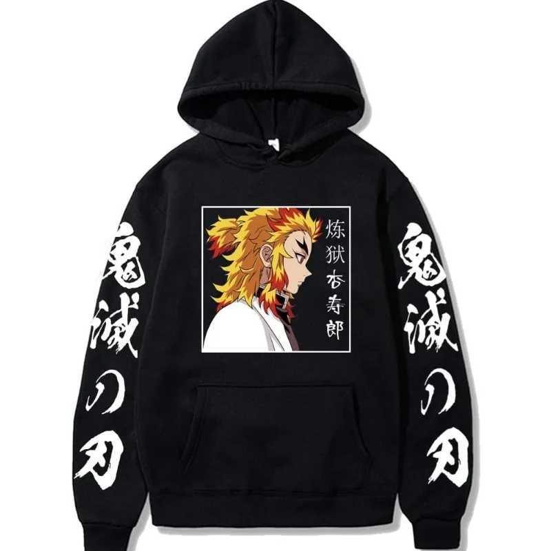 Rengoku Kyoujurou hooded sweatshirt role-playing clothing sweatshirt zipper mens anime black zipper W241213