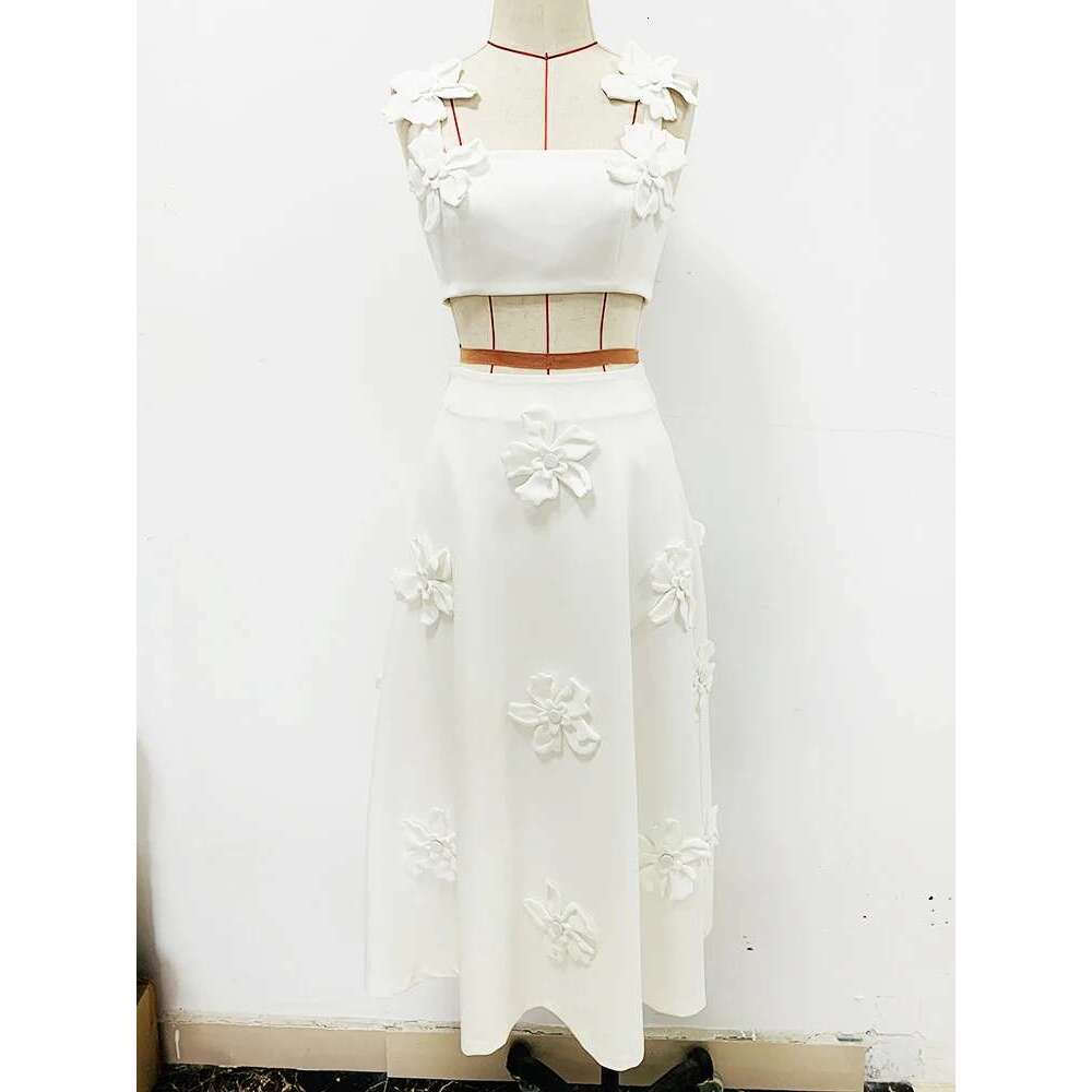 Ladies suits Ladies' set Quality Newest Designer Suit set Wome's Strap Spaghetti wers Appliques Camis Top Midi Skirt Set 2pcs