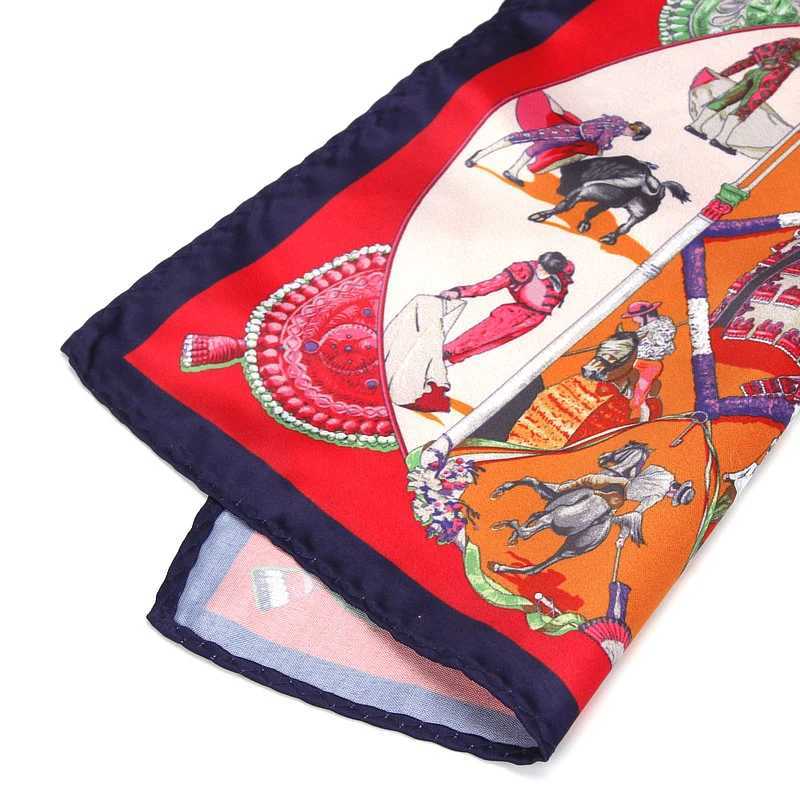 Mens Brand Handkerchief Vintage Printed Pocket Square Soft Silk Hankies Wedding Party Business Hanky Chest Towel Gift 24*24CM W241213
