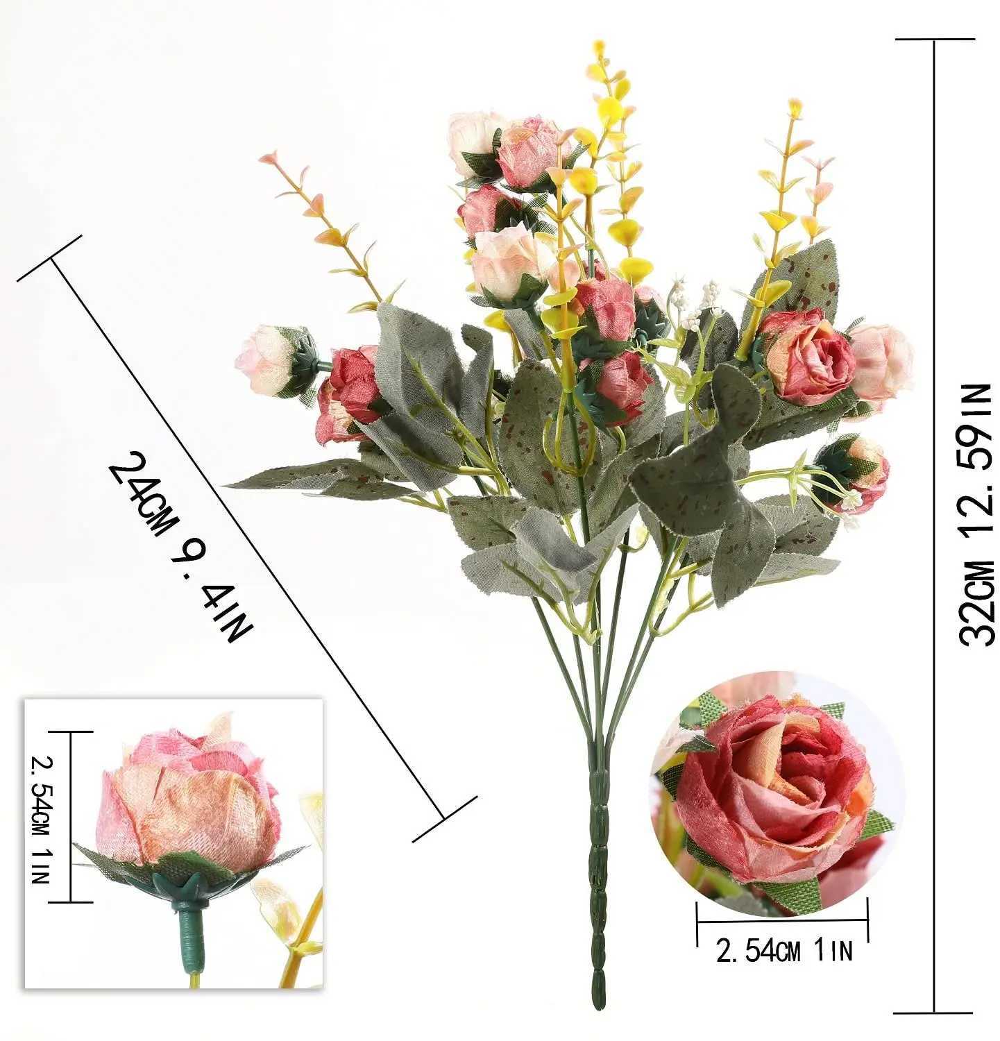 Rose Artificial Flowers Silk Flower with Stems Fake Flowers Bouquet Centerpiece for Party Table Floral Home Bridal Wedding DecorXJ241212