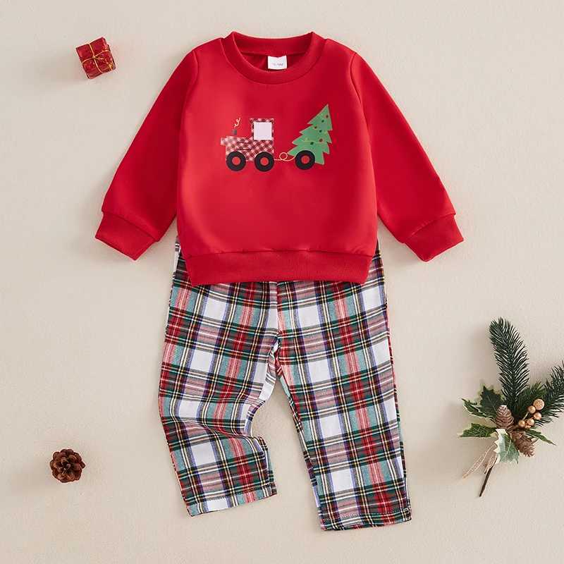 Ma baby 1-5Y Christmas Childrens Baby Boys and Girls Clothing Set Christmas Clothing Tree Printed Long Sleeve Top Flat Pants W241213