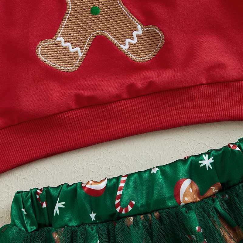 Pudcoco Toddler Girls 2Pcs Christmas Outfits Long Sleeve Gingerbread Sweatshirt + Tulle Skirt Set Baby Clothes 6M-4T W241213