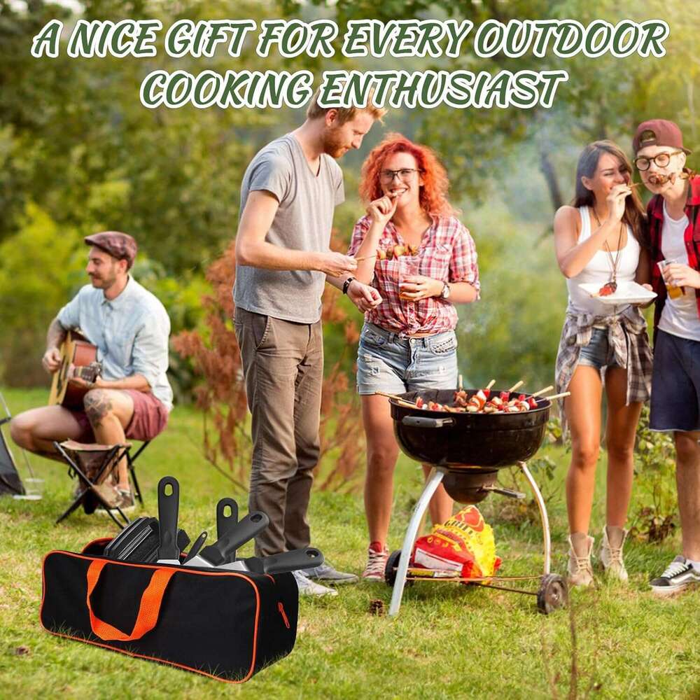 Griddle Kit, Upgraded Flat Top Accessories Blackstone and Camp Chef, Grill Spatula Set with Enlarged Spatulas, Basting Cover, Iron Smash Burger Press 