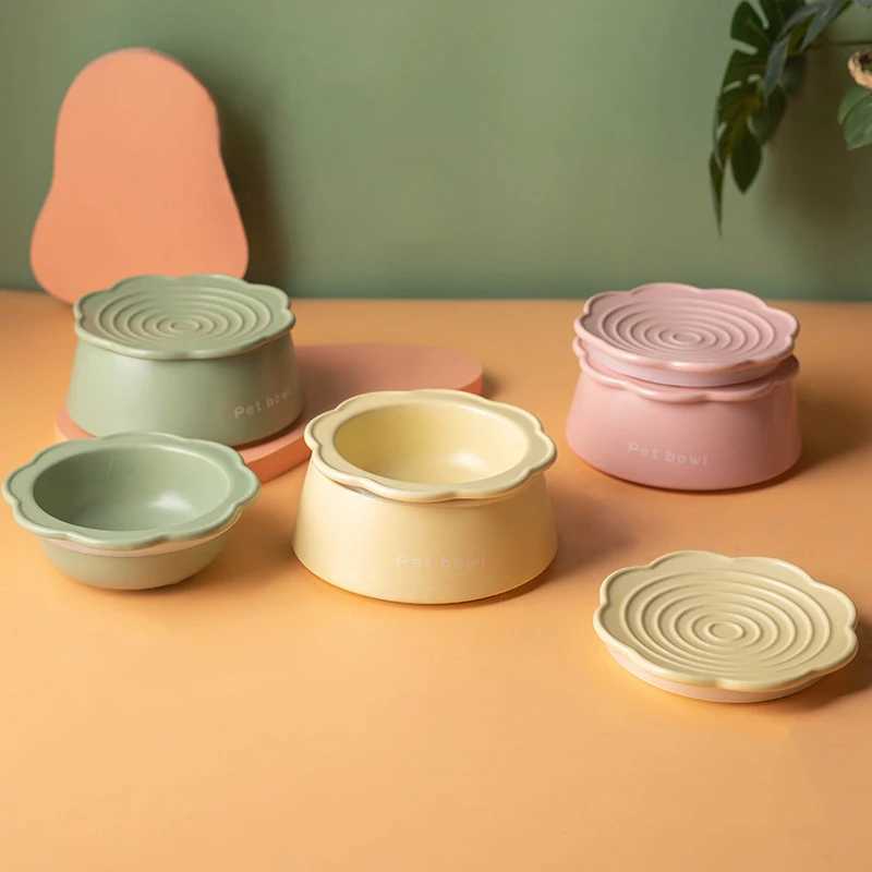 Cat Feeders Cat Ceramic Bowl 3 in 1Multifunctional Pet Food Water Snack Plates Bowls Small Dogs Meal Plate and Water Bowl Combination Set z241213