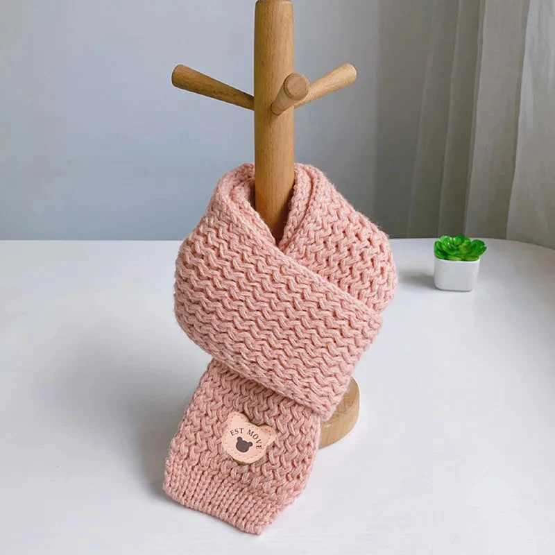 Scarves Wraps Cute Bear Baby Scarf Boys Girls Child Neckerchief Outdoor Keep Warm Fall Winter Knit Scarves for Kids Korean Babies Accessories H241213