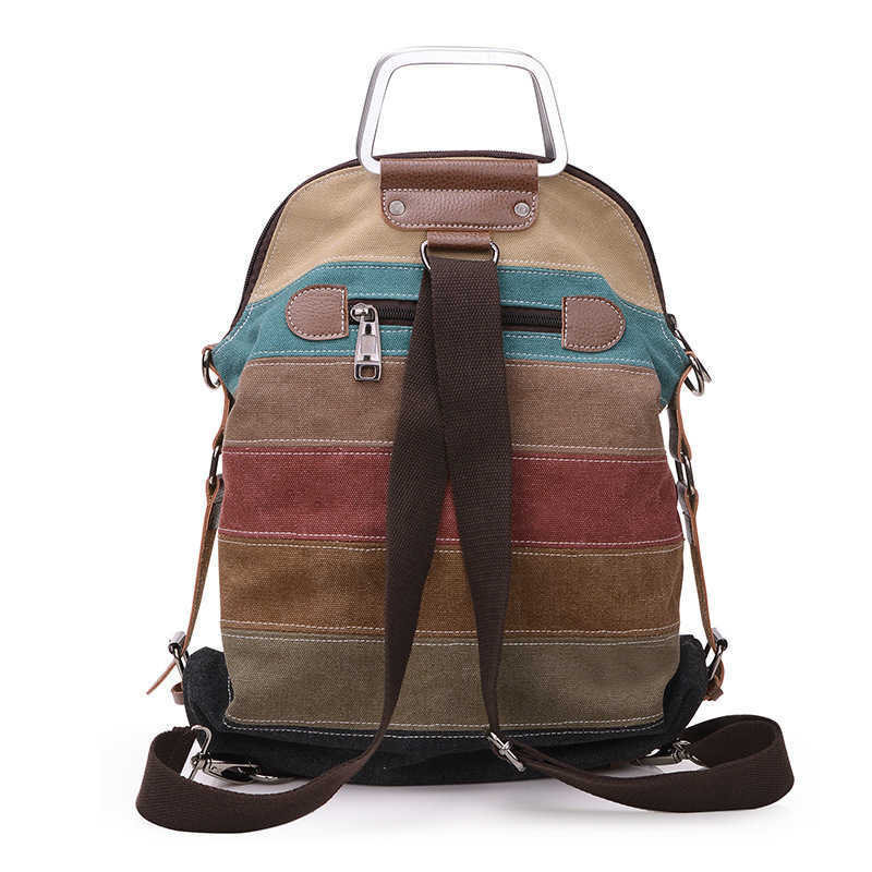 Color contrast Shoulder Messenger Bag Korean women's Canvas Backpack large capacity portable three-way bag multi-functional Backpack 241215