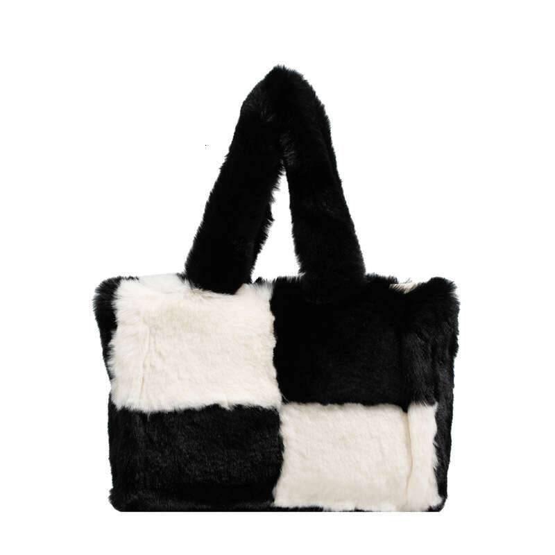 Small niche fur bag for women, autumn and winter fashion, large capacity plush hand-held tote bag, 2024 new casual versatile fashion clothing