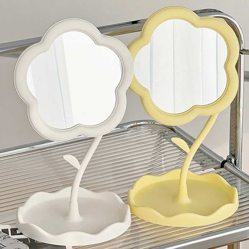 1Pcs Flower Shaped Mirror Decorative Mirrors Makeup Mirror With Jewelry Hair Accessories Tray Tabletop Mirror Home DecorXJ241213