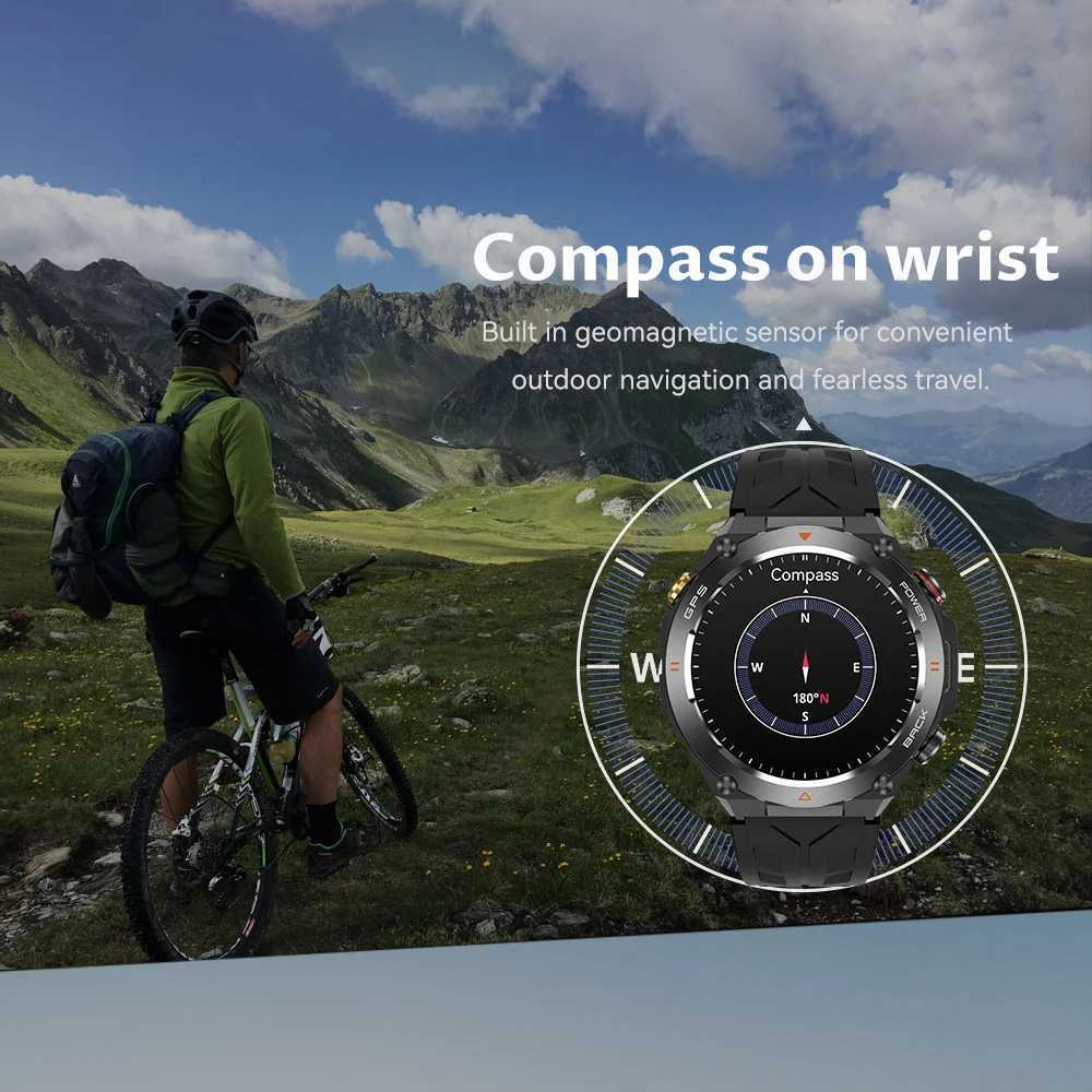 SENBONO New True GPS Smart Watch for Men BT Calling Compass 650mAh Large Battery Sports Waterproof Smart Watch T241213