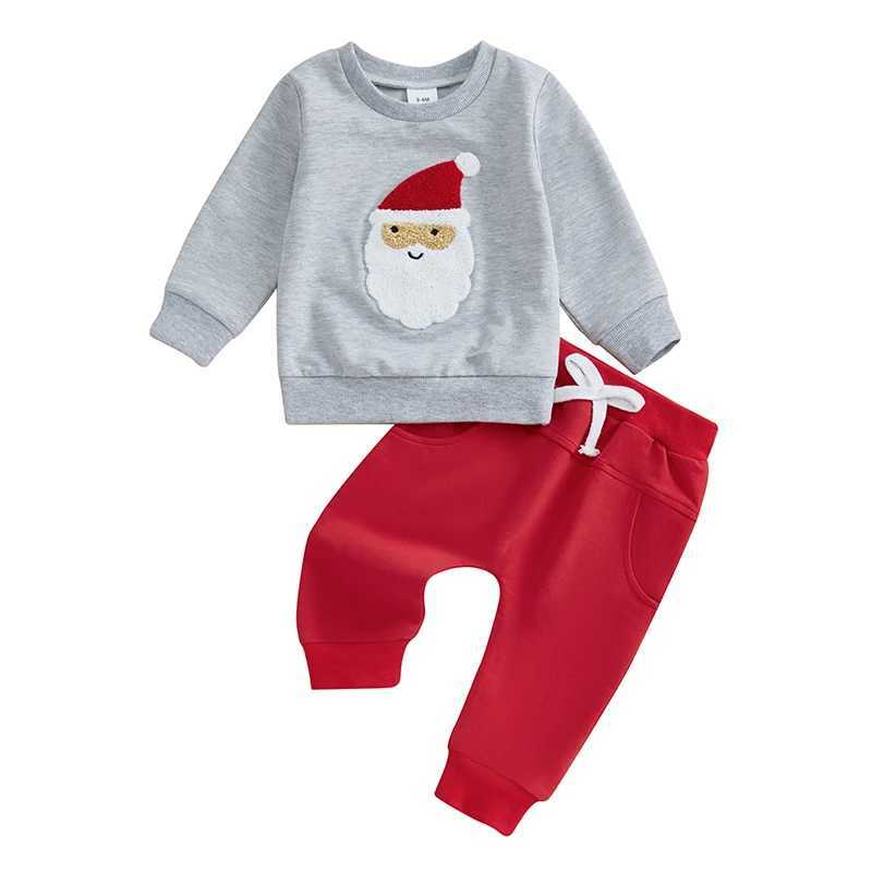 Citgeett Winter Christmas Preschool Baby Boys and Girls Set Cartoon Embroidery Long Sleeve Sweatshirt Pants Set W241213