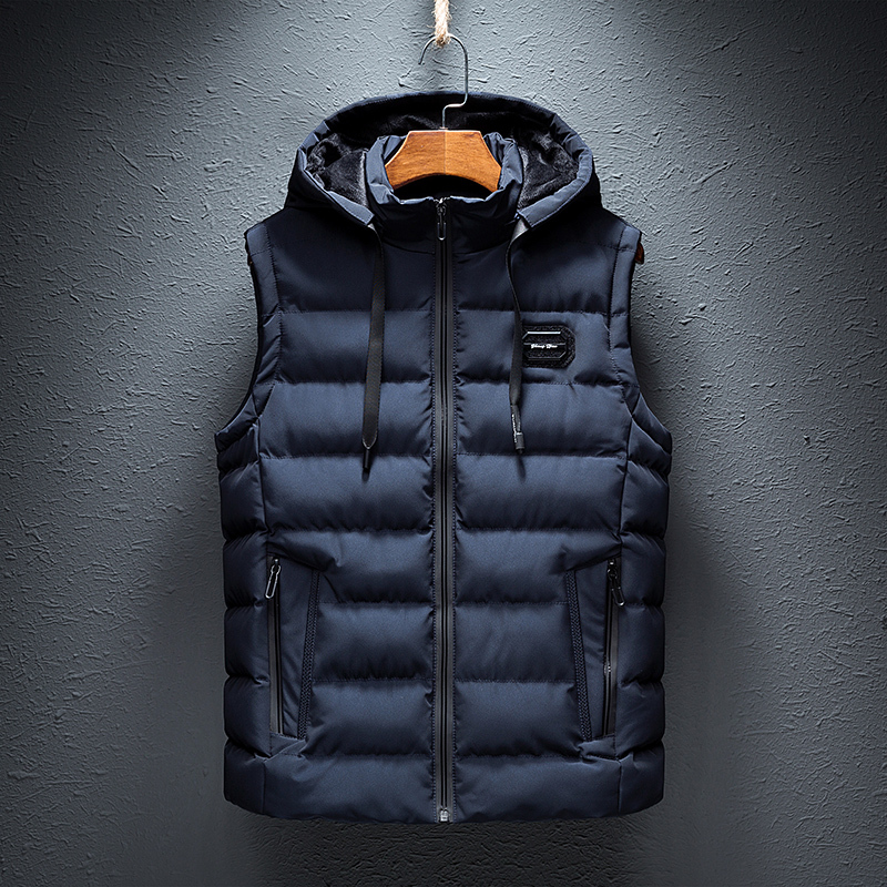 Spring Autumn Sleeveless Jacket For Men Fashion Warm Hooded Male Winter Light Plus Size Mens Work Vest Waistcoat