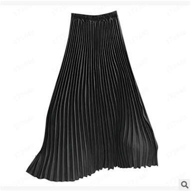 Chiffon Pleated Solid Color High Half Length For Women, Elastic Waist Chiffon Skirt Fashionable Quality Classic