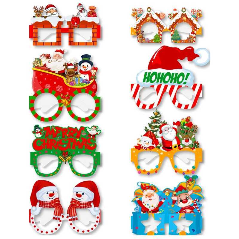 Sunglasses 2025 New Year Party Glasses 8pcs Christmas Photo Props Noel Xmas Decorations Kids Adult Eyeglasses Photobooth Gifts Supplies H241213