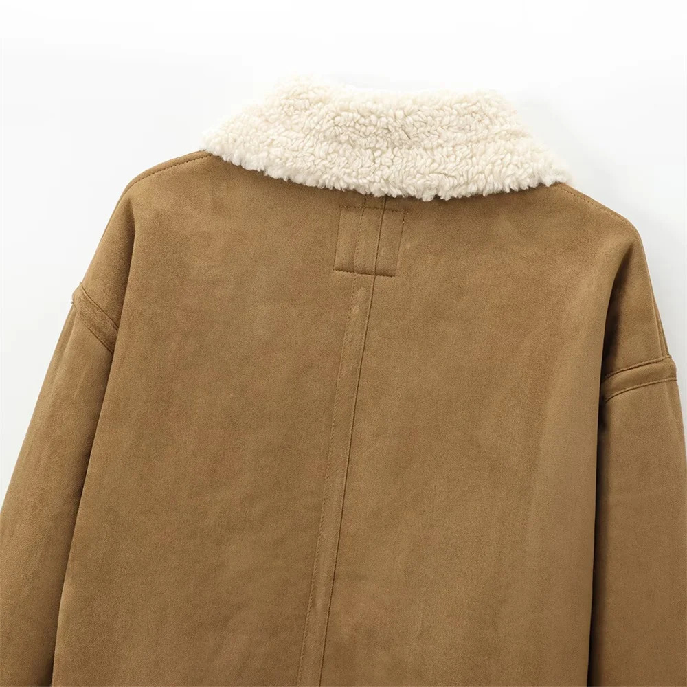 UNIZERA womens wool paired with long sleeved doublesided jacket autumn and winter items lapel warm 241211