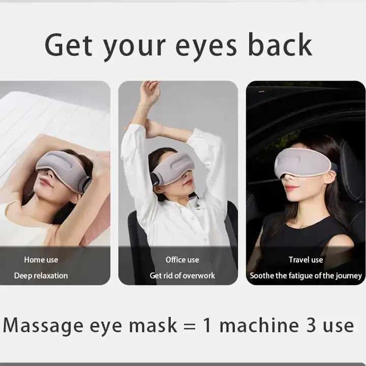 Eye Massager with Heat Smart Eye Massager for Migraines6 ModesHeat Compression Eye MassageHeated Eye Massager Foldable W241213