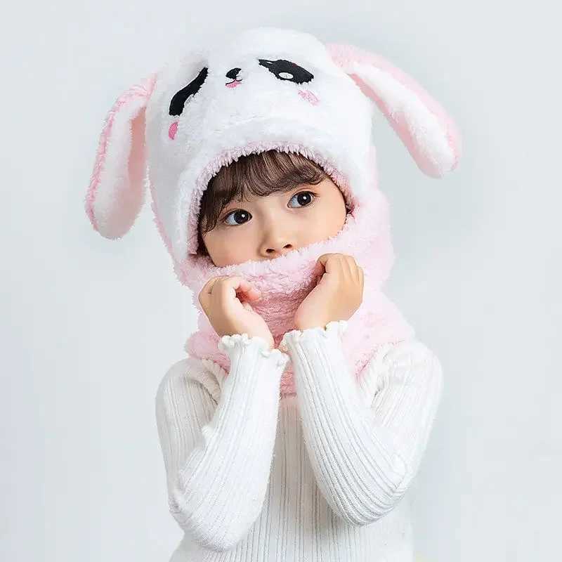 Children Hats Plus Fleece Caps for Kids Winter Warm Hat for Girls Boys Scarf Thicken Cap Newborn Photography Baby StuffXJ241213