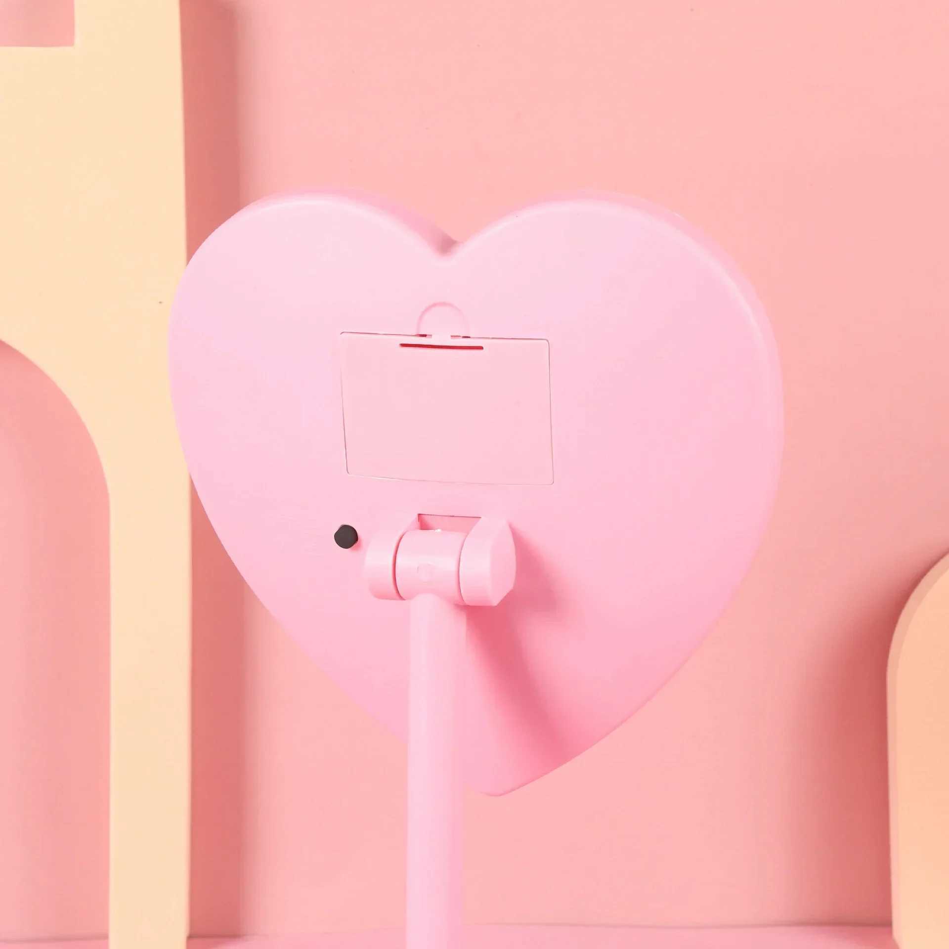 Heart Shape LED Makeup Mirror With 3 Colors Lighting and Stand Desktop Rechargeable Cosmetic Vanity Mirror Portable LightedXJ241213