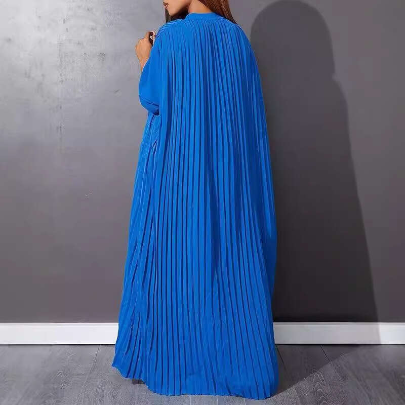 European And American Women's New Loose Single Breasted Pleated Cardigan Plus Size Dress, Fashionable Quality Classic