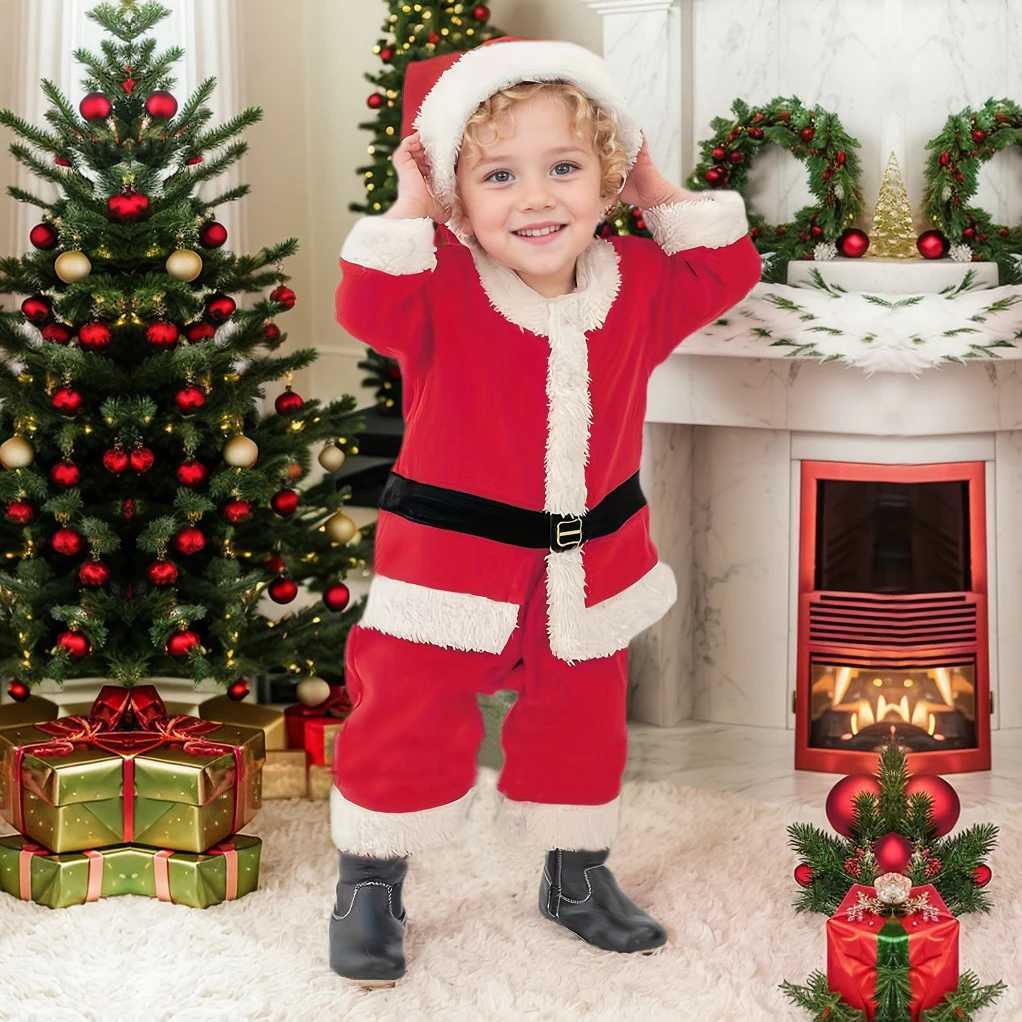 Christmas Baby Santa Claus Role Playing Costume Baby Boy Girl 3/4 Sleeve Childrens Clothing Childrens Clothing 1-8 Years W241213