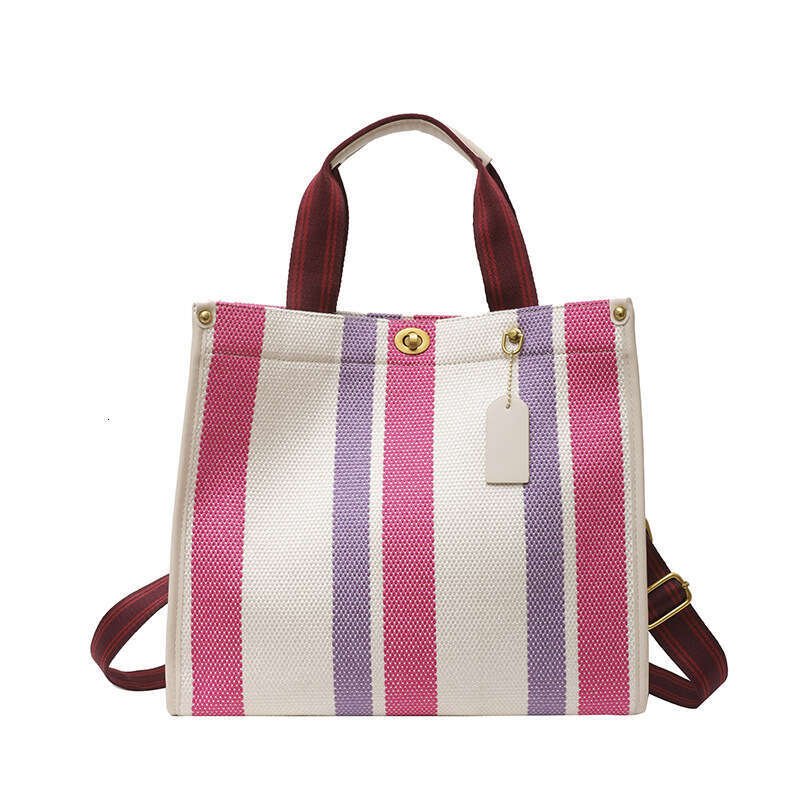Women's New Hand-Held Tote Large Capacity Canvas Contrasting Color Commuting Shoulder Crossbody Bag, Fashionable Quality Classic