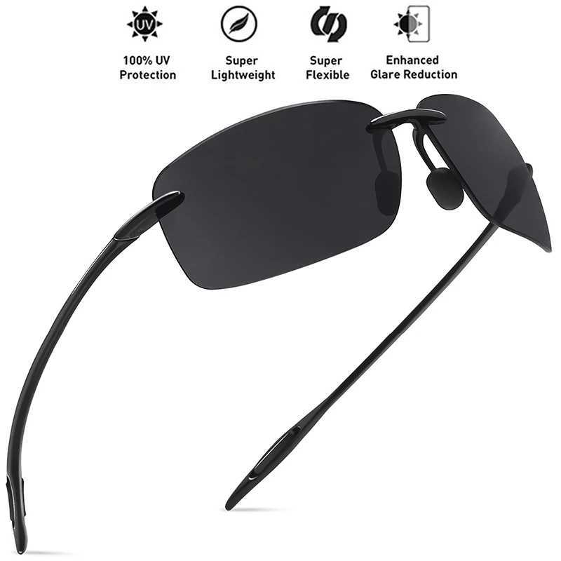 Classic Sports Rimless Sunglasses Men Women Male Driving Golf Rectangle Ultralight Frame Sun Glasses UV400 De SolX241213