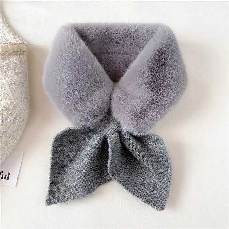 Scarves Wraps Winter Warm Plush Baby Scarf Cute Caroon Bears Boy Girl Scarves Newborn Toddler Faux Fur Children Cross Neckerchief Baby Shawls H241213