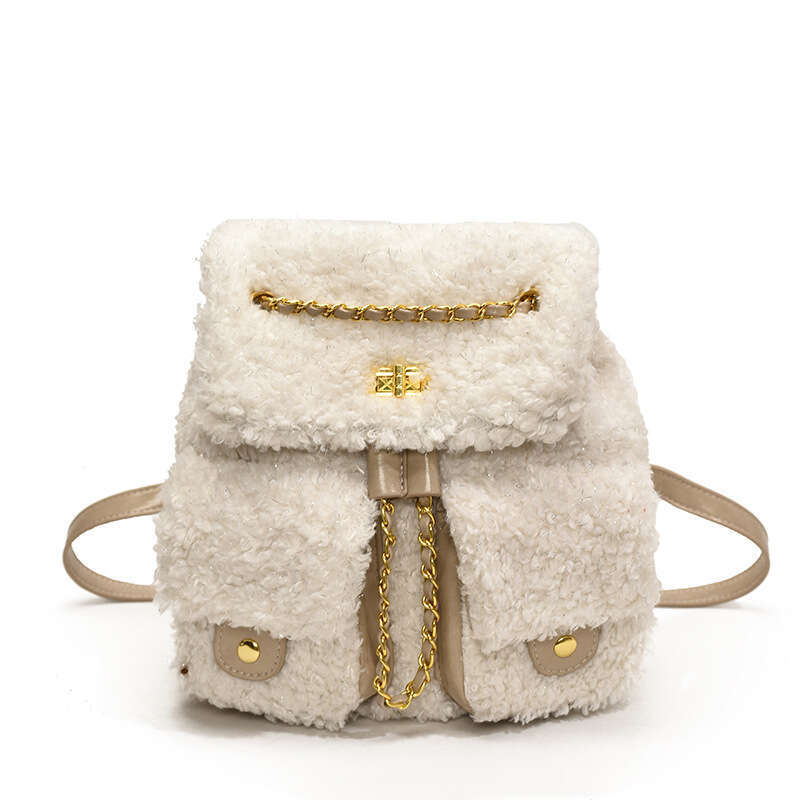 Lamb hair small fragrant style for women in spring 2025, new niche fashion commuting large capacity backpack trend
