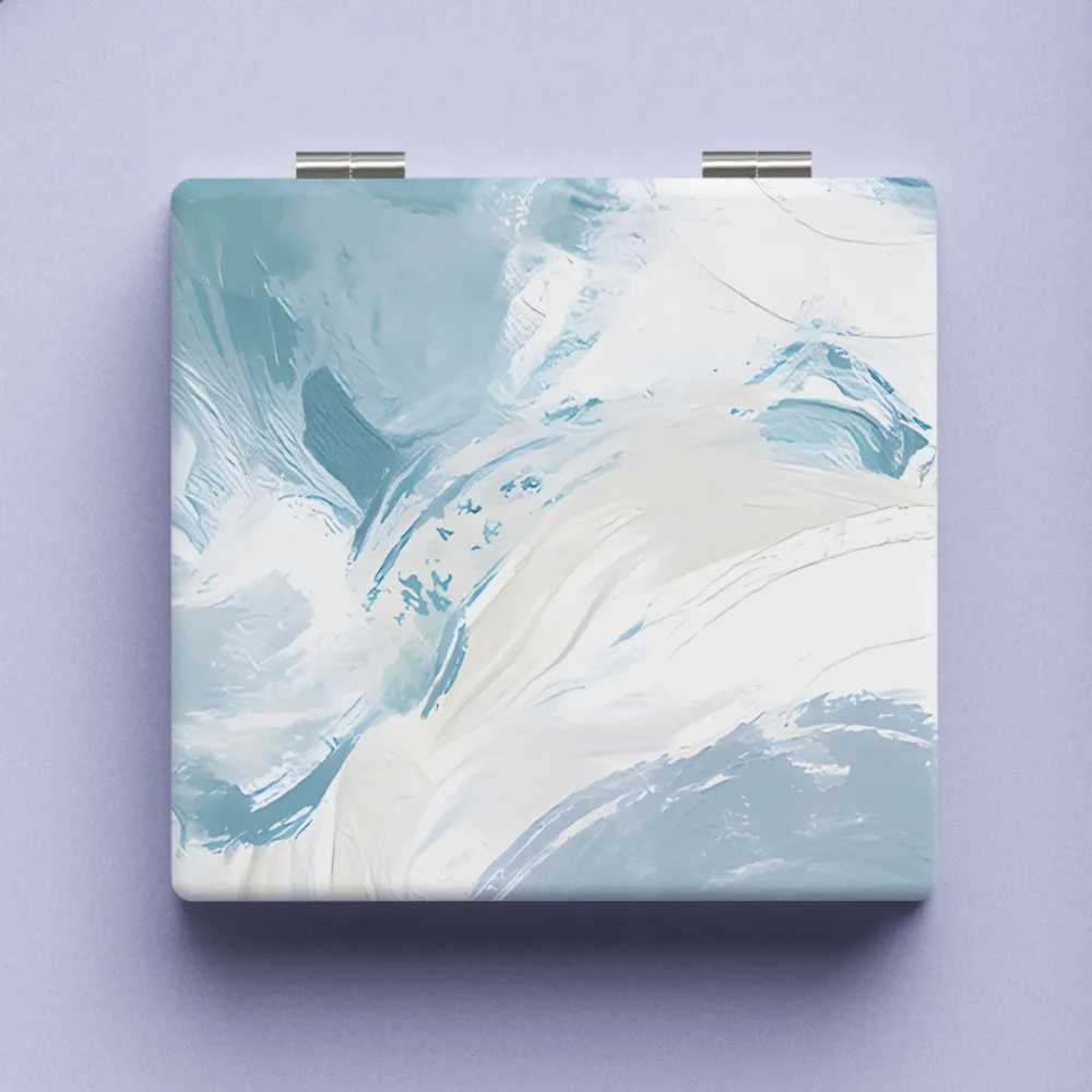 Mini Folding Makeup Mirror PU Double-Sided Heart Pattern Cosmetic Mirror Portable Handheld Pocket Square High-definition MirrorXJ241213