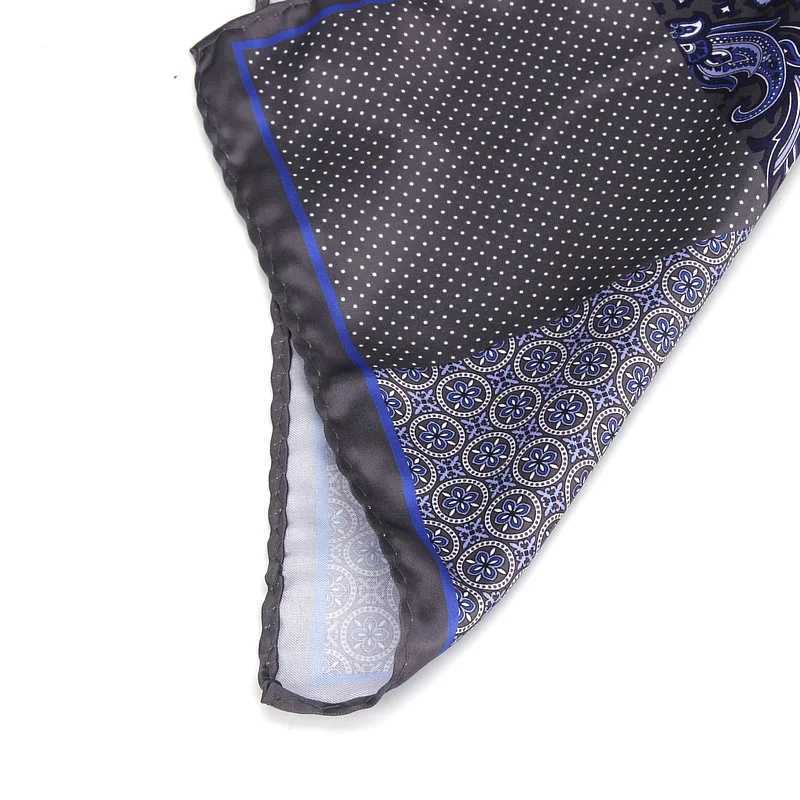 Mens Brand Handkerchief Vintage Paisley Dot Solid Pocket Square Soft Silk Hankies Wedding Party Colorful Hanky Chest Towel Gift W241213