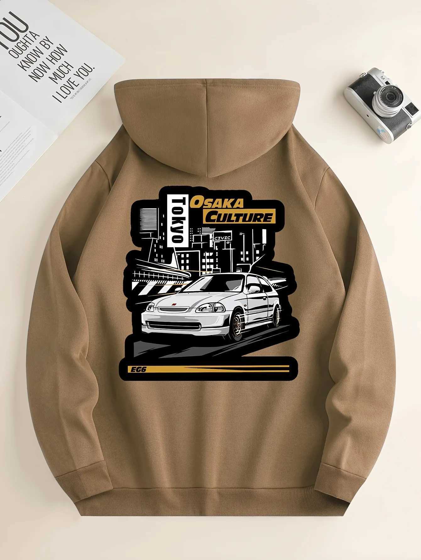 Loose and comfortable mens fashionable hooded sweatshirt with printed pattern for autumn and winter casual sports shirt long sleeved S-3XL W241213