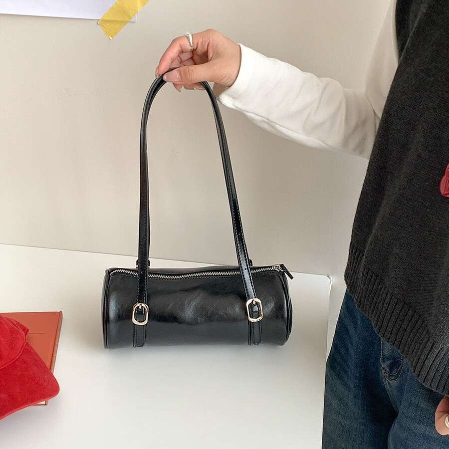2025 fashion new Korean version ins handheld cylindrical niche trend single shoulder bag, women's commuting simple armpit bag