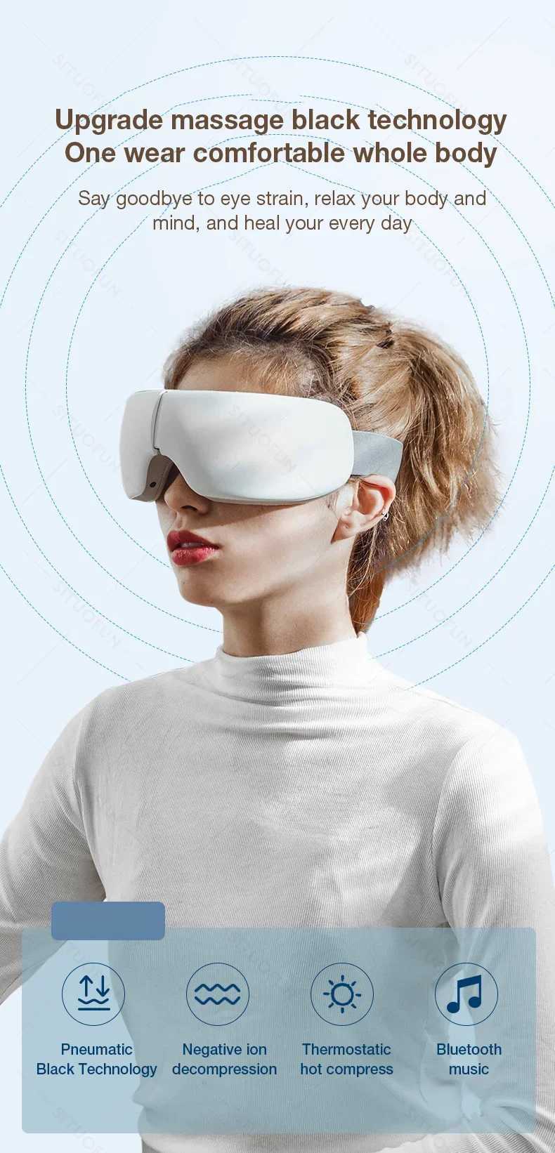 MUKASI eye massager with vibration Bluetooth music an intelligent eye massager designed to relax the eyes reduce eye fatigue and improve sleep W241213