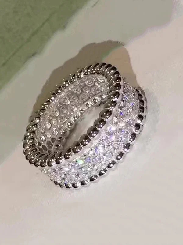 Anniversary Gifts Jewelry For Women Gold Color Silver Rings Full Stone Rose Engagement Wedding 241213