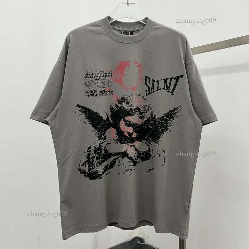 Vintage Grey White Tee Men Women T-shirt Hip Hop Tops Short Sleeve Tshirts