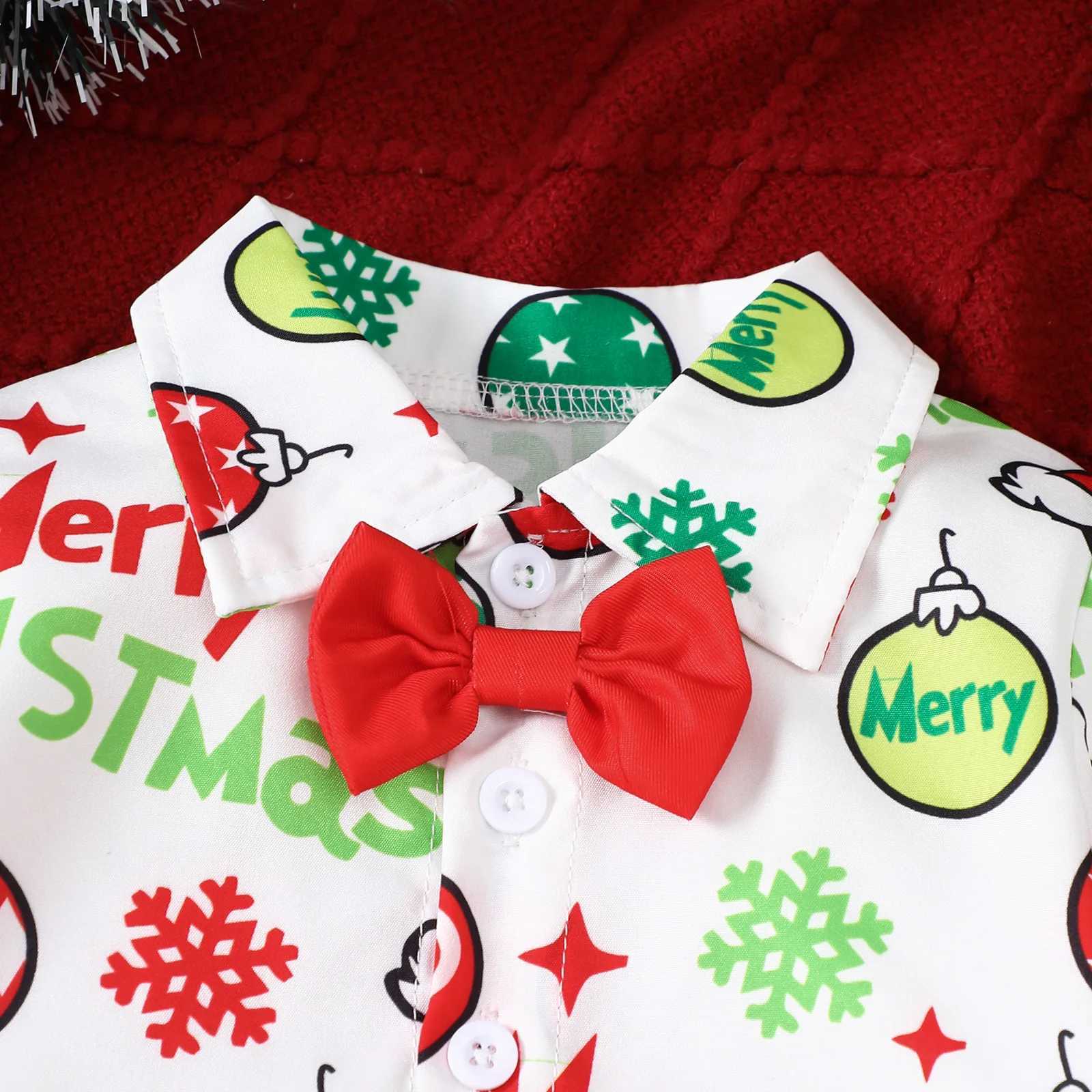 Prowow Boys Christmas Outfits Xmas Print Shirts+Y-Back Suspended Red Pants Boys Christmas Clothes Sets Kids New Years Clothing W241213