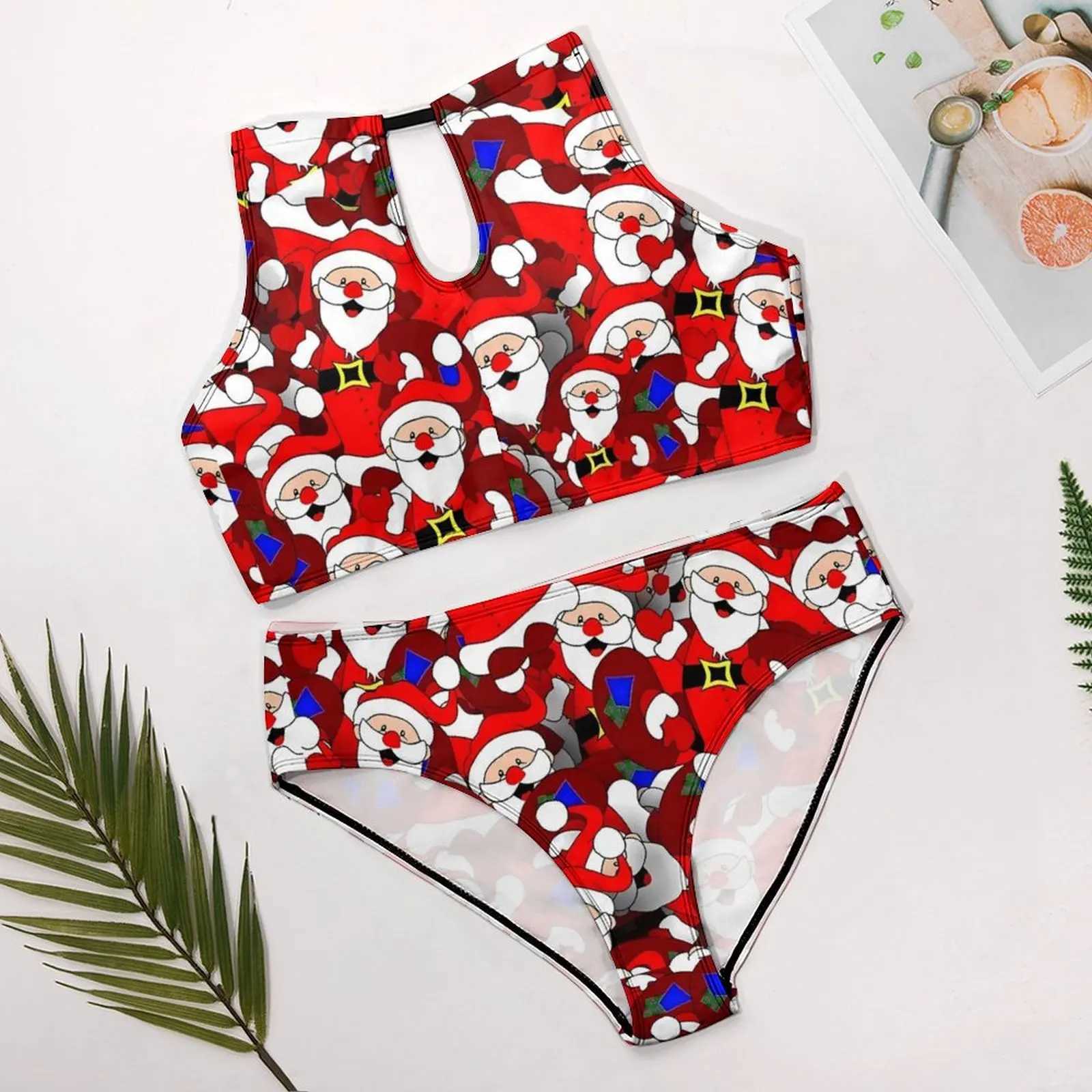 Sexy Christmas Bikinis Set Santa Claus Stylish Bikini Swimsuit Push Up Strap Swimwear Custom SwimsuitsXJ241212